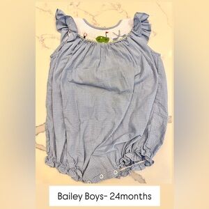 The Bailey Boys Blue Gingham Golf Smocked Bubble